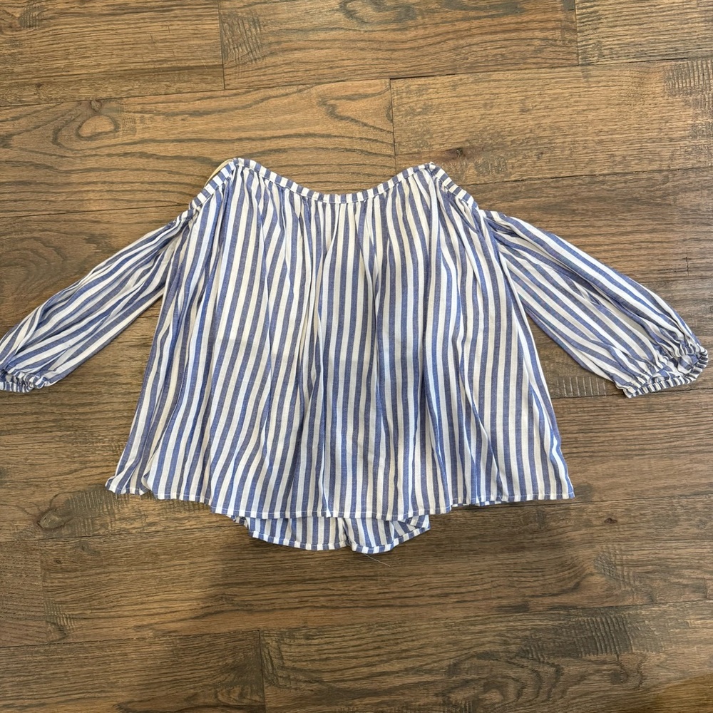 Evelyn Blue and White Striped Top